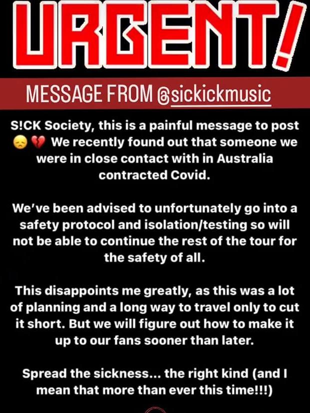 Social media correspondence about the cancellations. Picture: Facebook