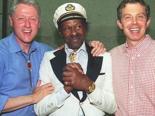Berry with Bill Clinton and Tony Blair. Picture: AFP