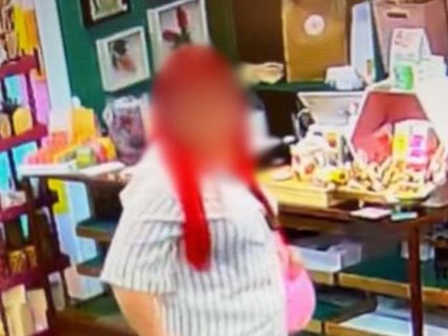 CCTV footage of the woman who allegedly stole $955 worth of goods from Renegade Handmade in Otto's Market Warrina complex.