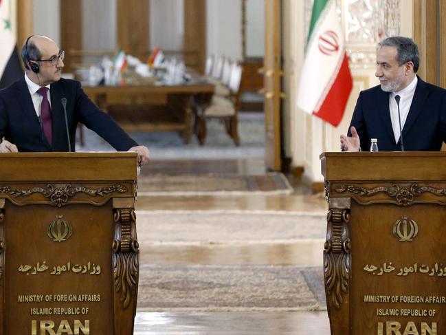 Iranian Foreign Minister Abbas Araghchi (R) and his Syrian counterpart Bassam al-Sabbagh (L) give a joint press conference, in Tehran on November 19. Picture: AFP