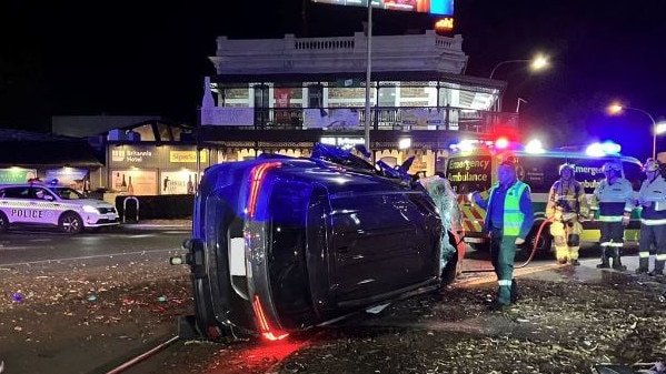 A man is lucky to be alive after he lost control of his car at the Britannia Roundabout. Picture: SA Police