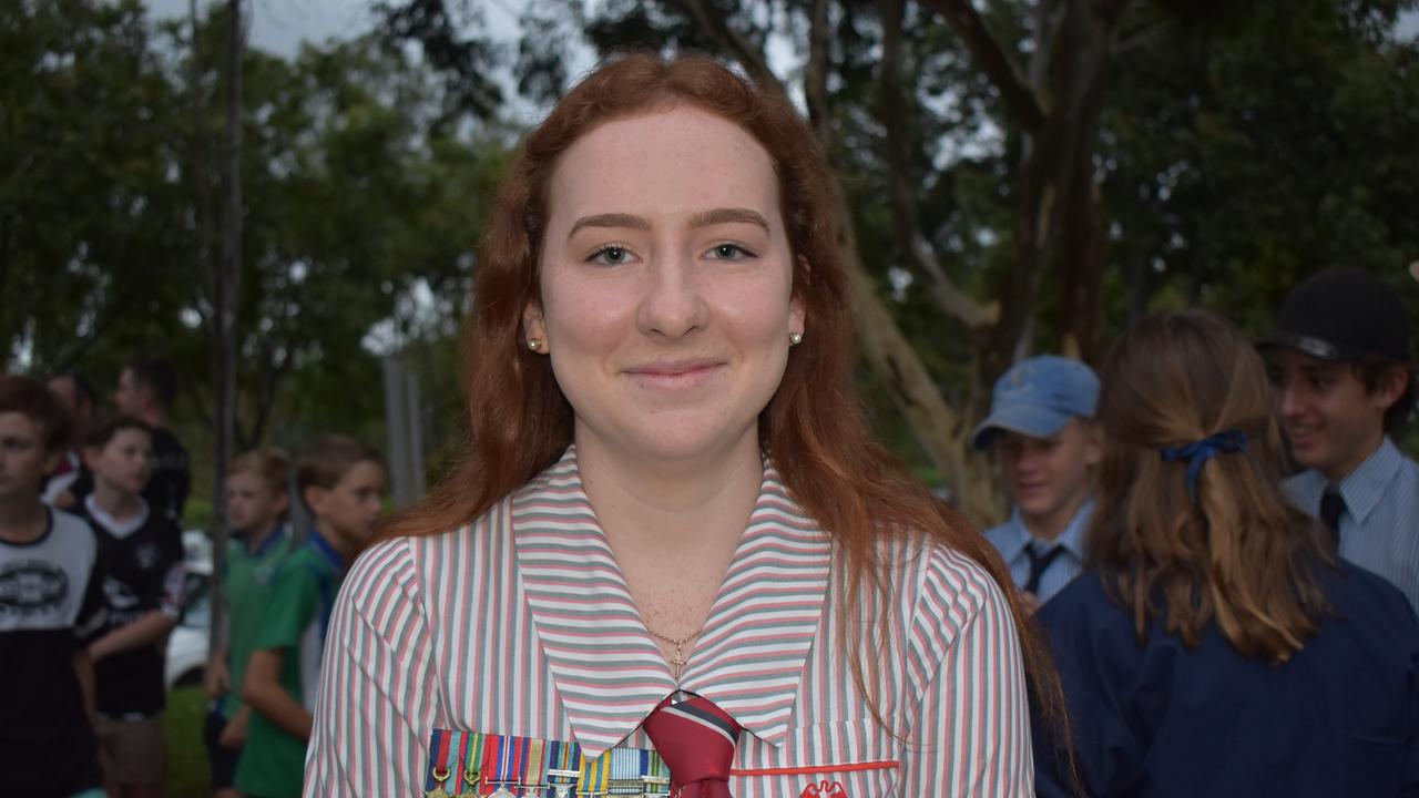 Whitsunday Anglican School year ten student Clancy Morgan at the Kuttabul dawn service at the Hampden State School Remembrance Garden 2021. Picture: Lillian Watkins