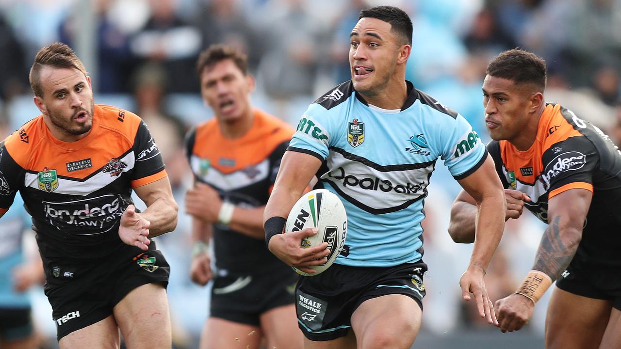Cronulla's Valentine Holmes has an offer to remain at the club but is yet to commit. Picture: Brett Costello