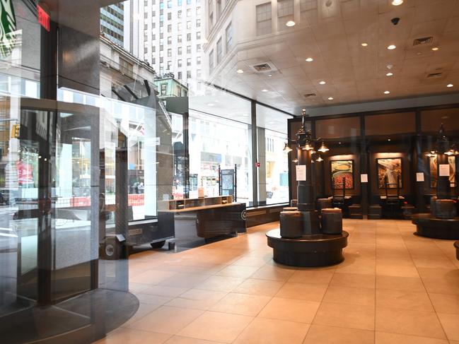 A Manhattan cafe sits empty. Picture: AFP