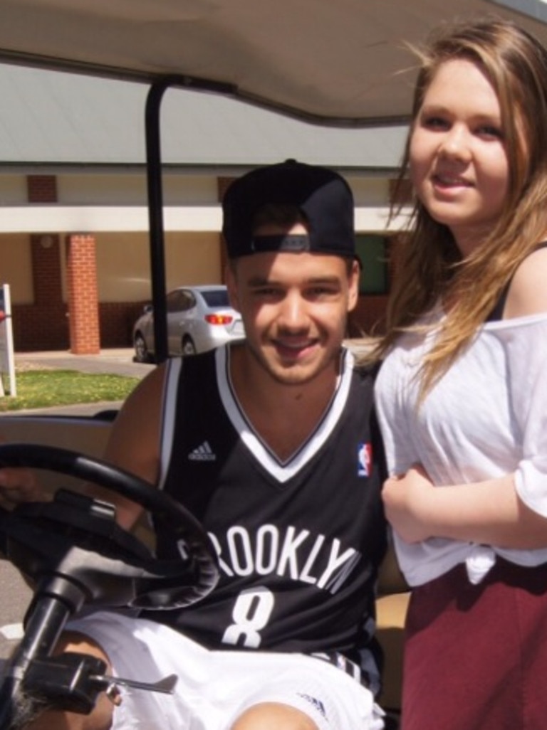 SA fan Alla Saveliev got photos with Liam Payne outside his hotel in the Barossa Valley. Pictures: Supplied