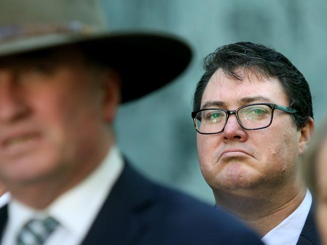 Nationals MP George Christensen is not happy with and The Nationals team at a joint press conference at Parliament House in Canberra. Picture Kym Smith
