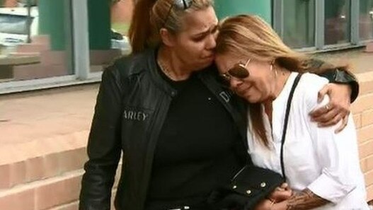 Harold Chatfield’s fiancee (right) after leaving court when Jason Wylie was granted bail in July 2018. Picture: 9 News