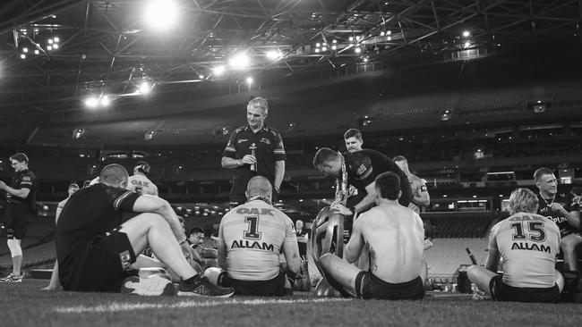 Coach Ivan Cleary enjoying a moment with his players Picture NRL Photos