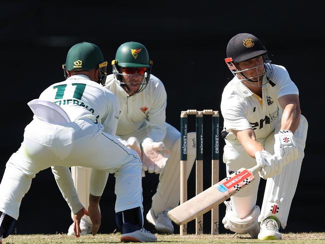 PERTH, AUSTRALIA - OCTOBER 21: Hilton Cartwright of Western Australia bats during the Sheffield Shield match between Western Australia and Tasmania at the WACA Ground, on October 21, 2024, in Perth, Australia. (Photo by Paul Kane/Getty Images)