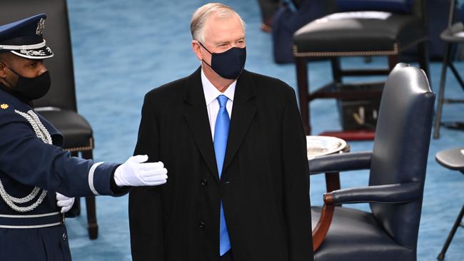 Former Republican Senator Dan Quayle arrives for the inauguration of Joe Biden as the 46th US President, on the West Front of the US Capitol in Washington, on January 20, 2021. Picture: Saul Loeb/AFP