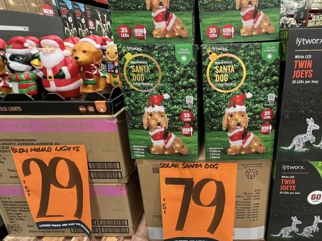 The appearance of Christmas decorations on shelves at Bunnings has sparked fierce debate among social media users. Picture: Facebook