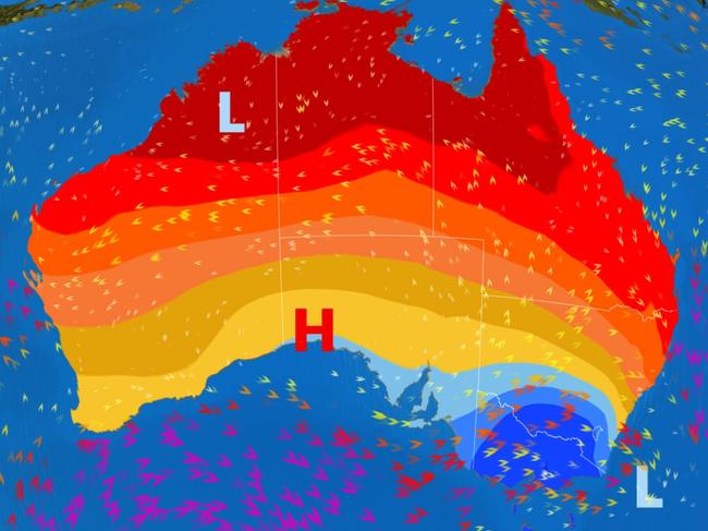 A huge divide in temperatures could see parts of Victoria and Queensland with maximums 40 degrees apart. Picture: Sky News Weather.