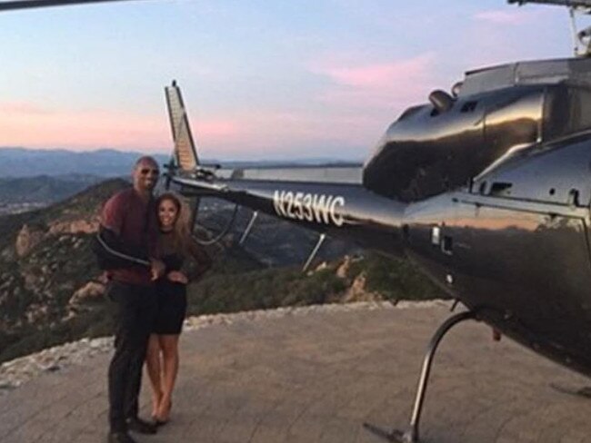 Kobe and Vanessa Bryant standing near the NBA star's helicopter. Picture: Instagram