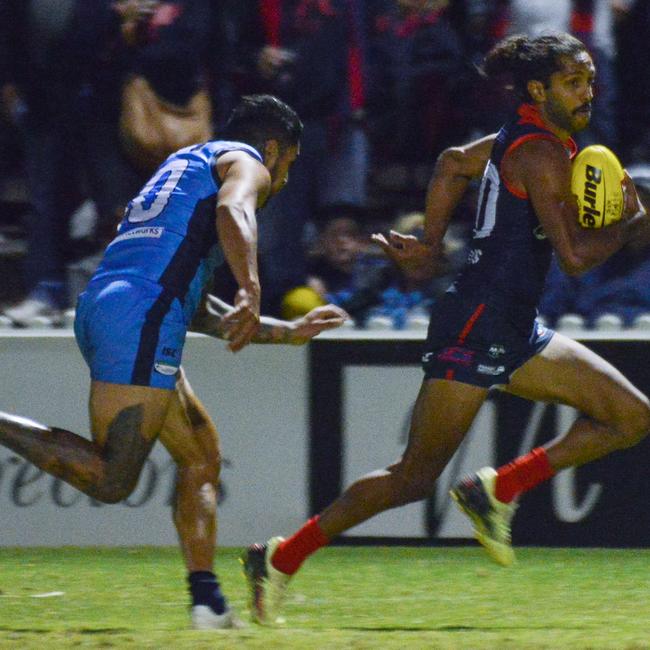 Anthony Wilson and the Legs had a narrow escape from Byron Sumner’s Double Blues. Picture: Brenton Edwards/AAP