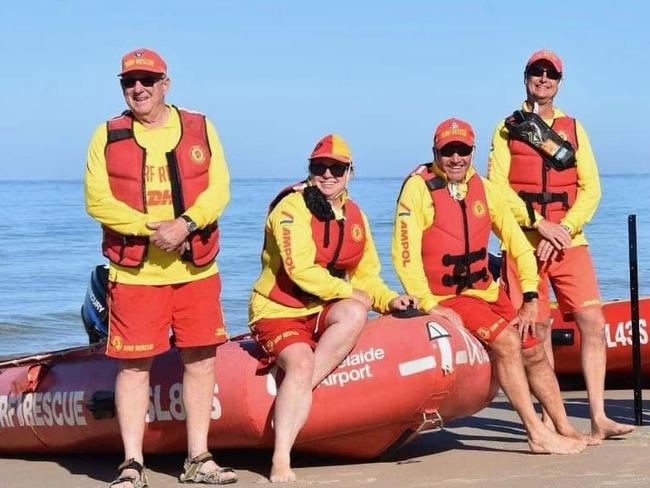 Jacqui Pugsley (second from left) has thrown herself into the West Beach Surf Life Saving community. Picture: Supplied