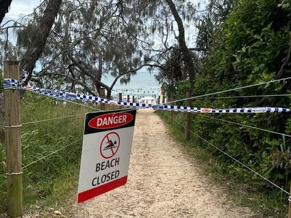 Queensland Police has confirmed a deceased man was found inside a tent at Mooloolaba Beach on Thursday, January 12. Picture: Matt David/@shorebreakblue