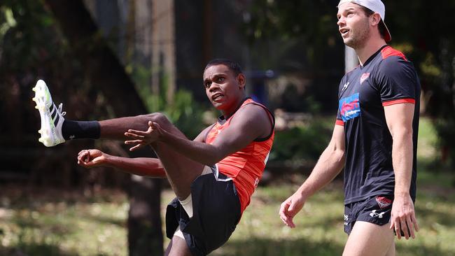 Essendon recruit Irving Mosquito has gone from outback Western Australia to a star in the AFL for his dad’s favourite team Essendon. Picture: Michael Klein