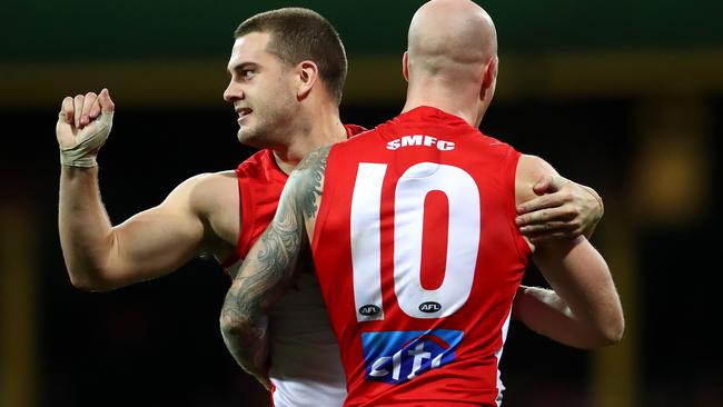 Tom Papley and Zak Jones have been linked with moves away from Sydney. Picture: Cameron Spencer/AFL Photos via Getty Images.