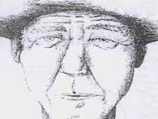 The identikit drawing police released of the suspect in the 90s.