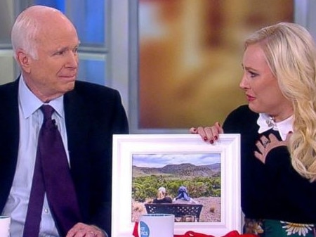 John McCain shares a photo with daughter Meghan on her TV show The View. Picture: Supplied