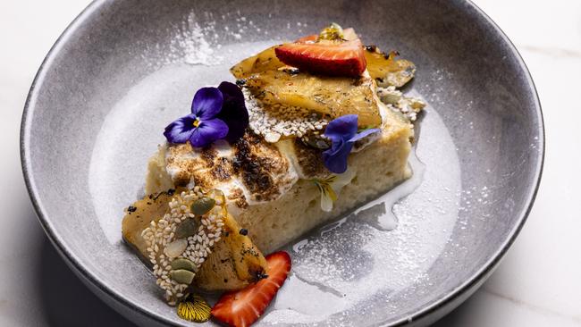 Young coconut cake, burnt pineapple at Momoda by Krish. Picture: Kelsey Zafiridis