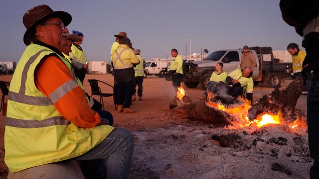 Campsite and campfire for crews working on the Cobb Hwy. Picture: Supplied