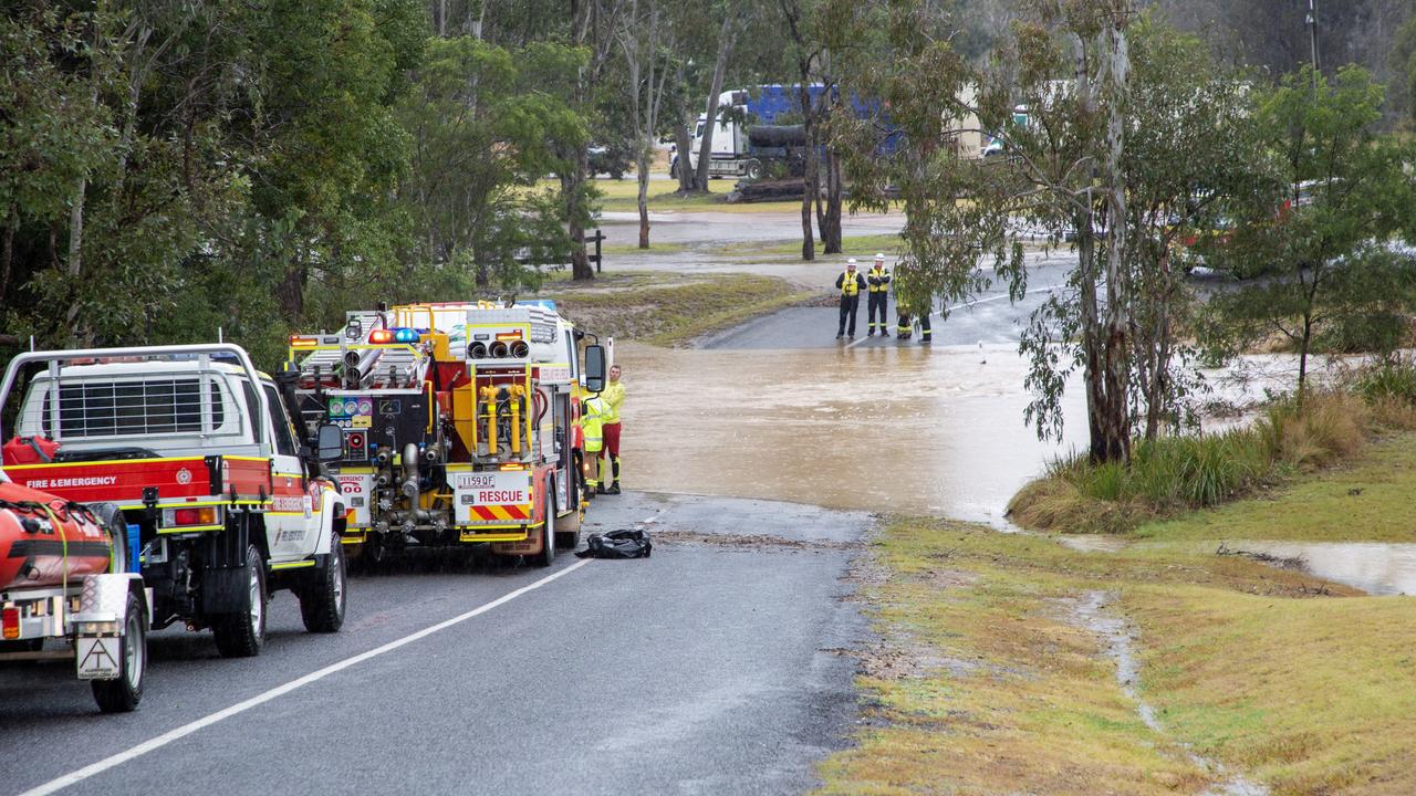 Flooding on Brown St, Nanango, July 22, 2022. Picture: Dominic Elsome