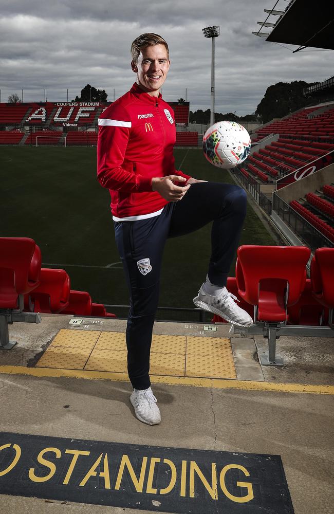 Adelaide United new signing Kristian Fardal Opseth at Coopers Stadium. Picture: Sarah Reed