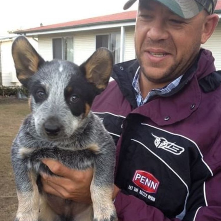 Andrew Symonds with one of his blue heelers when it was a puppy. Picture: Instagram