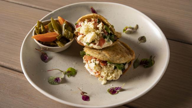 Delicious: Gorditas (corn pockets filled with brisket and salad) at La Patrona. Picture: Mark Cranitch.