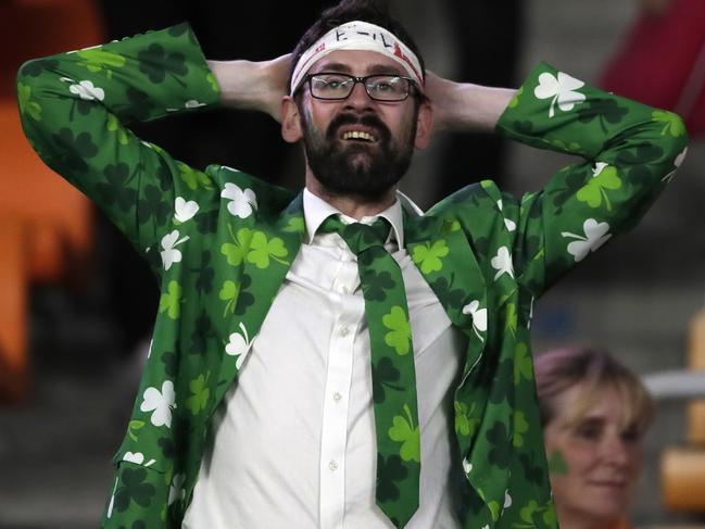 A dejected Irish fan after the match. Picture: AP