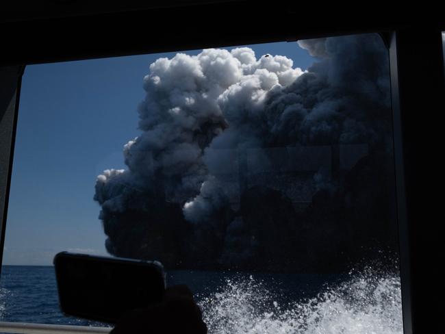 Smoke engulfing the area when the volcano erupted. Picture: @sch/Michael Schade on Twitter