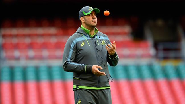 Coach Michael Cheika looks on during the Australia captain’s run.