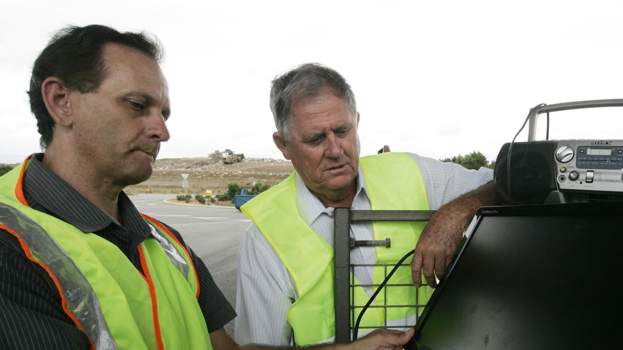 Rockhampton Regional Council Mayor Tony Williams, back in 2011 when he was a councillor, with (at the time) Cr Graeme Brady at the Rockhampton landfill recycling depot. Photo Sharyn O'Neill / The Morning Bulletin