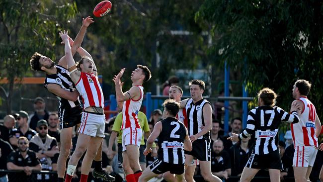 WRFL: Action from the semi-final between Parkside and North Footscray. Picture: Andy Brownbill