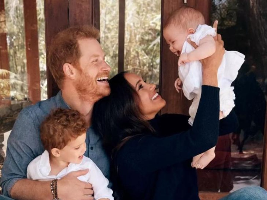 They made their first appearance as a family of four on their 2021 Christmas card. Picture: Alexi Lubomirski/The Times