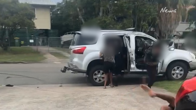 Frantic moment youths dump stolen car and flee police