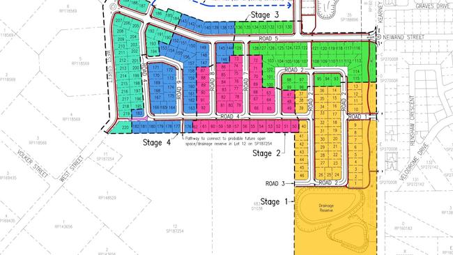 Toowoomba developer Clive Berghofer and the masterplan of his Kearney West Estate.