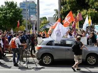 A rally over penalty rates in Ipswich on Monday. Photo: Rob Williams / The Queensland Times. Picture: Rob Williams