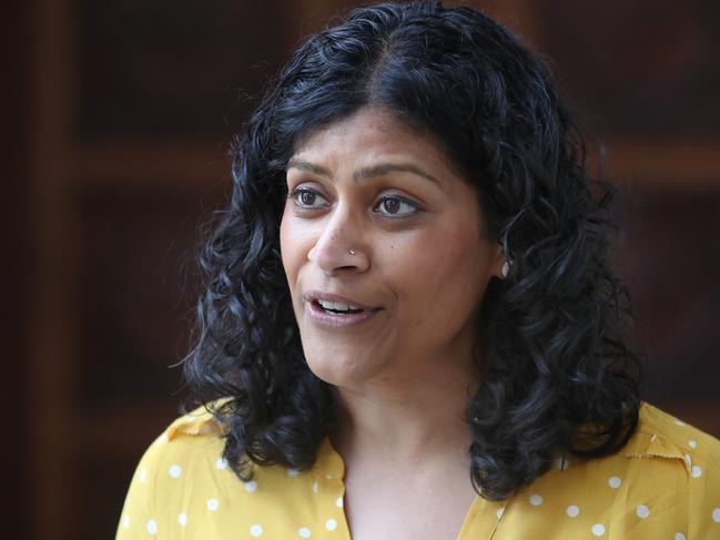 MELBOURNE, AUSTRALIA - NewsWire Photos, NOVEMBER 7, 2022. Leader of the Victorian Greens, Samantha Ratnam, holds a press conference in front of Parliament. Picture: NCA NewsWire / David Crosling