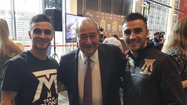 Bob Arum with Australia boxing stars Jason and Andrew Moloney with promoter Bob Arum. Picture: Instagram