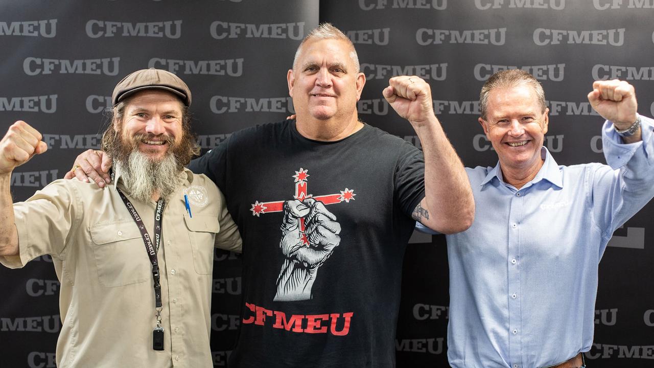 Top Queensland CFMEU officials Jade Ingham, Royce Kupsch and Michael Ravbar.