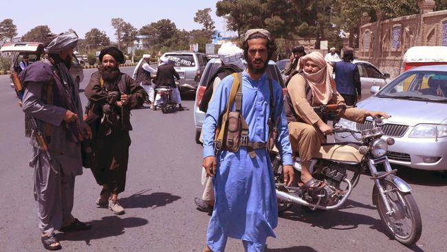 Taliban fighters patrol the streets of Herat. Picture: AFP