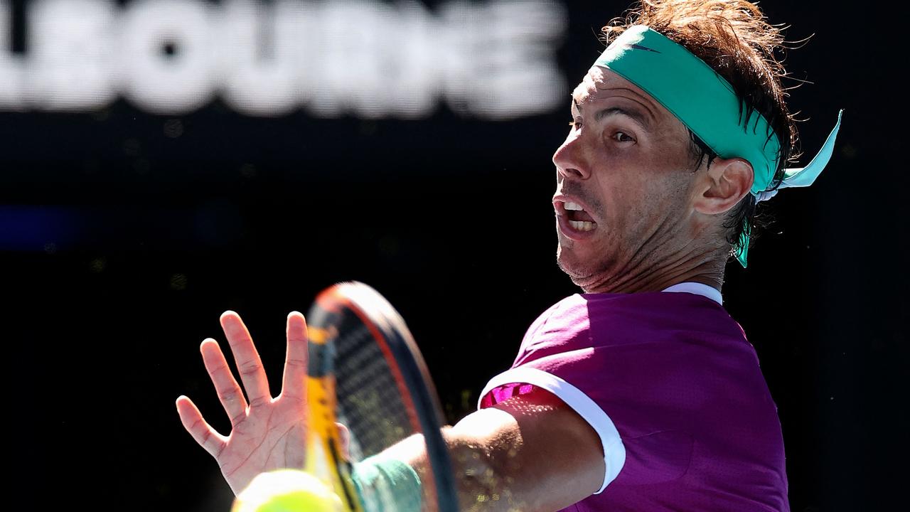 Rafael Nadal on Rod Laver Arena. Picture: AFP Images