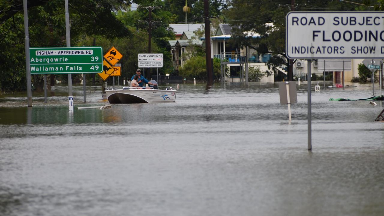 The full impact of the flooding disaster in Ingham, in north Queensland. Picture: Cameron Bates