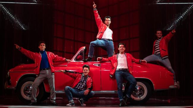 Keanu Gonzalez as Kenickie and Fabian Andres as Danny with the Adelaide 2024 cast of Grease the musical. Picture: Naomi Jellicoe