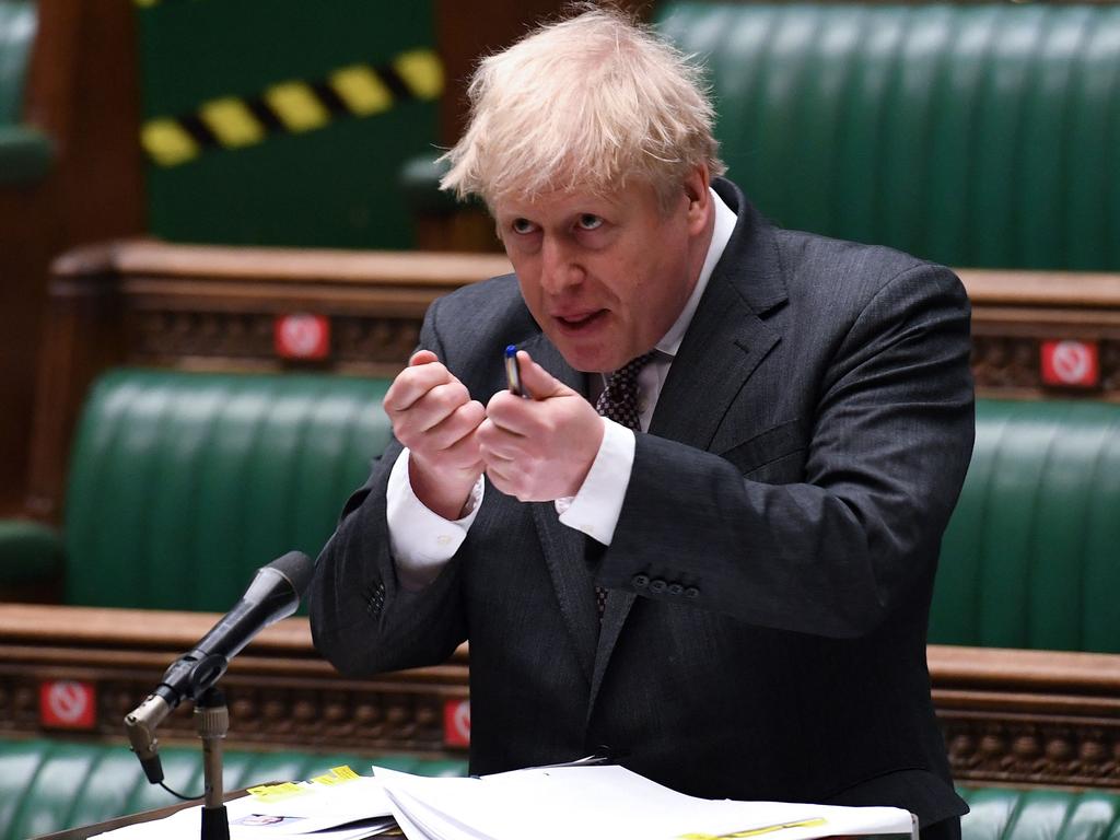 UK PM Boris Johnson has announced plans to cut emissions by 78 per cent by 2035. Picture: Jessica Taylor / AFP