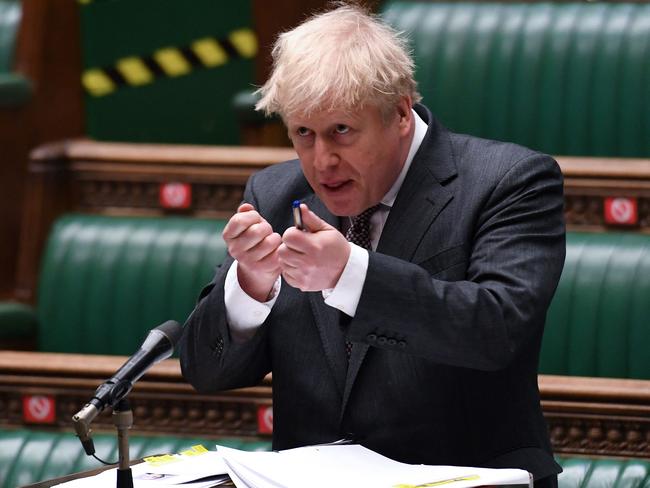 UK PM Boris Johnson has announced plans to cut emissions by 78 per cent by 2035. Picture: Jessica Taylor / AFP