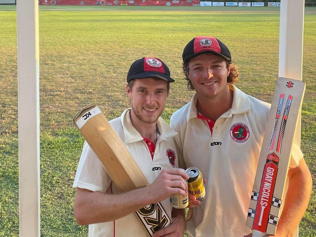 Sam Kerber and Corey Kelly put on 308 runs for the sixth wicket against PINT. Picture: Southern Districts Cricket Club.