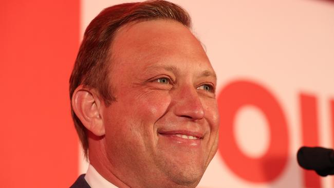 Steven Miles at the Labor headquarters election campaign party at Murrumba Downs Tavern. Picture: Adam Head